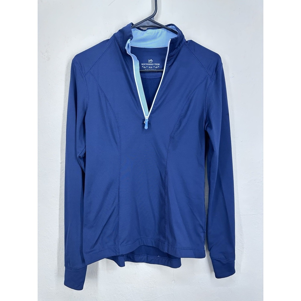 Southern Tide Navy Blue Long Sleeve Swim Shirt 1/4 Zip Pullover Womens XS